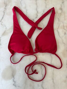 Red Triangle Tie-Back Bikini Top - Women